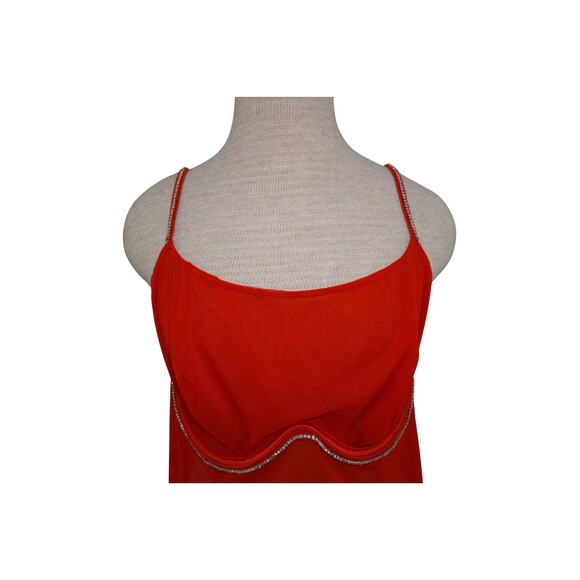 Auden Intimates Sheer Red Rhinestone-Trim Babydoll Lingerie Top (XXL) - Picture 5 of 10